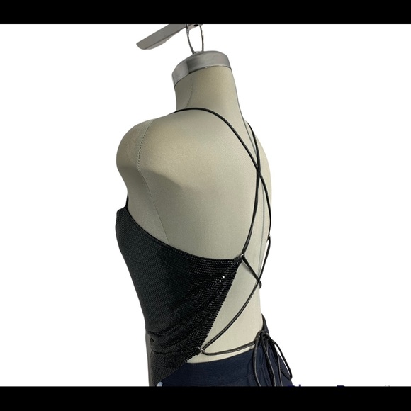 Black metallic crop top one Size - Picture 4 of 10